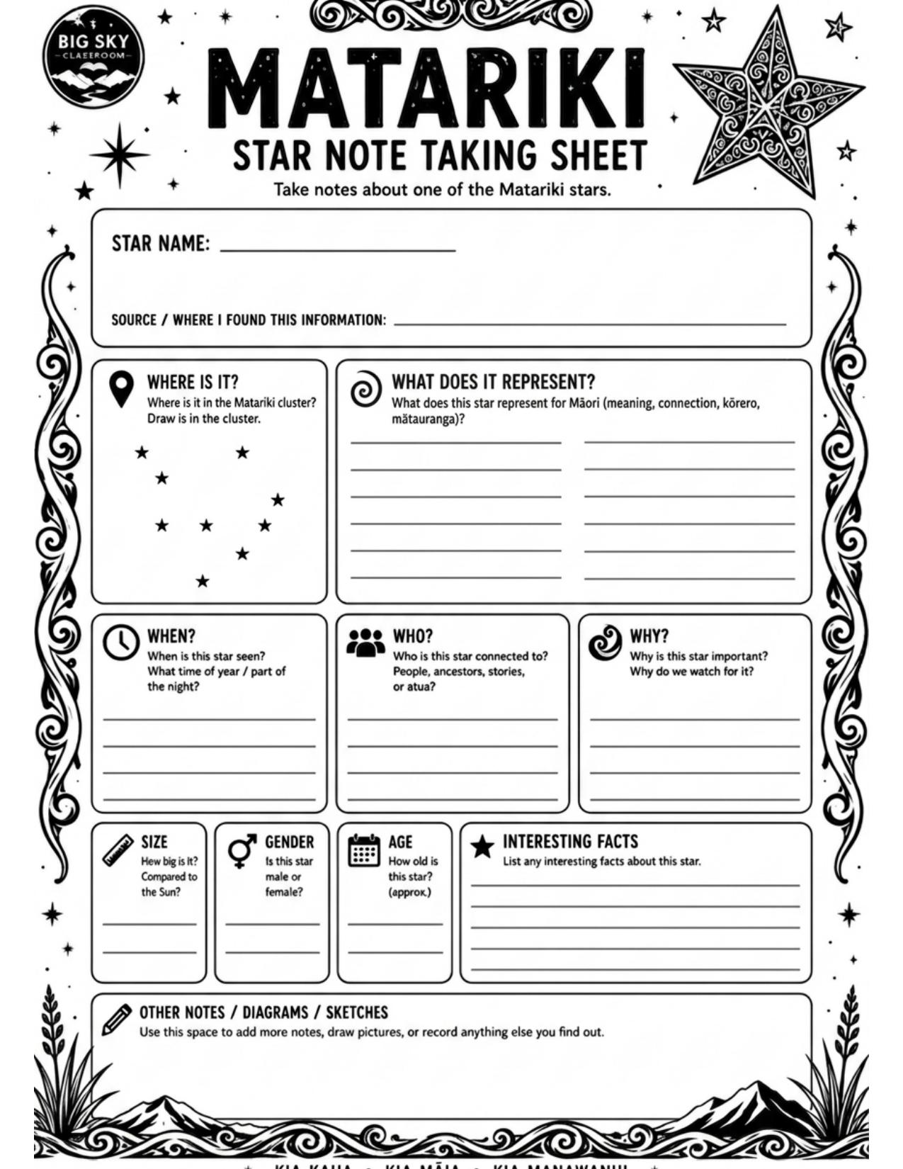 Matariki Note Taking